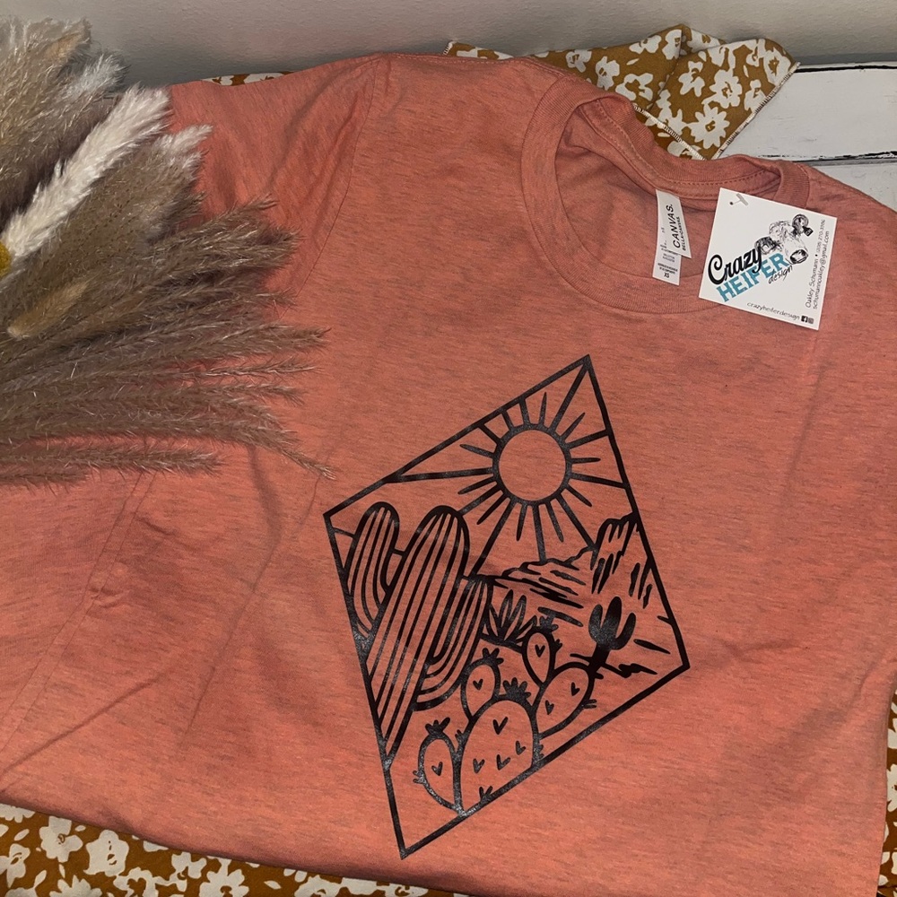 Peach Heather Desert Diamond T-Shirt - Size XS